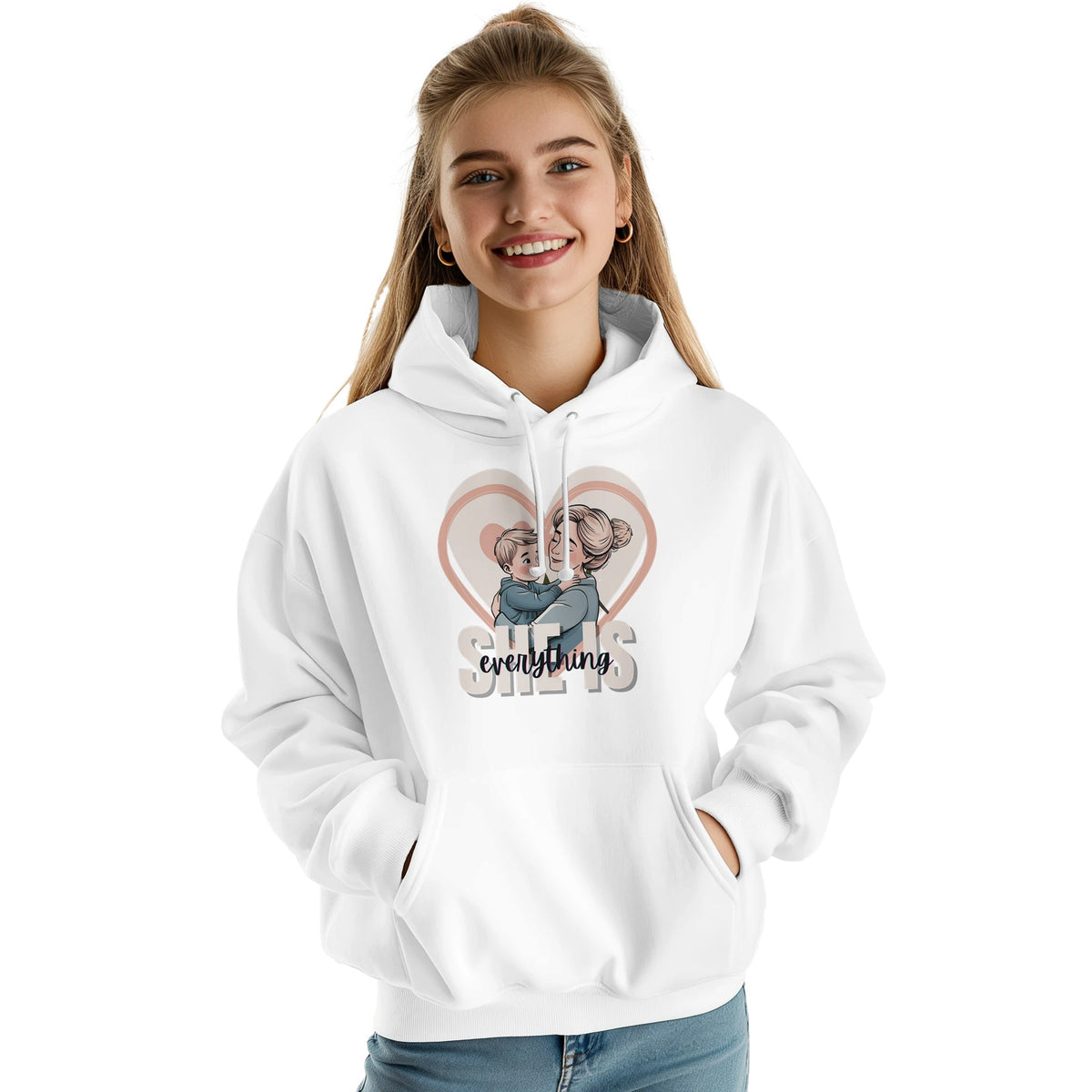 Boundless Love - She Is Everything Hoodie - Arctic White - Hoodies