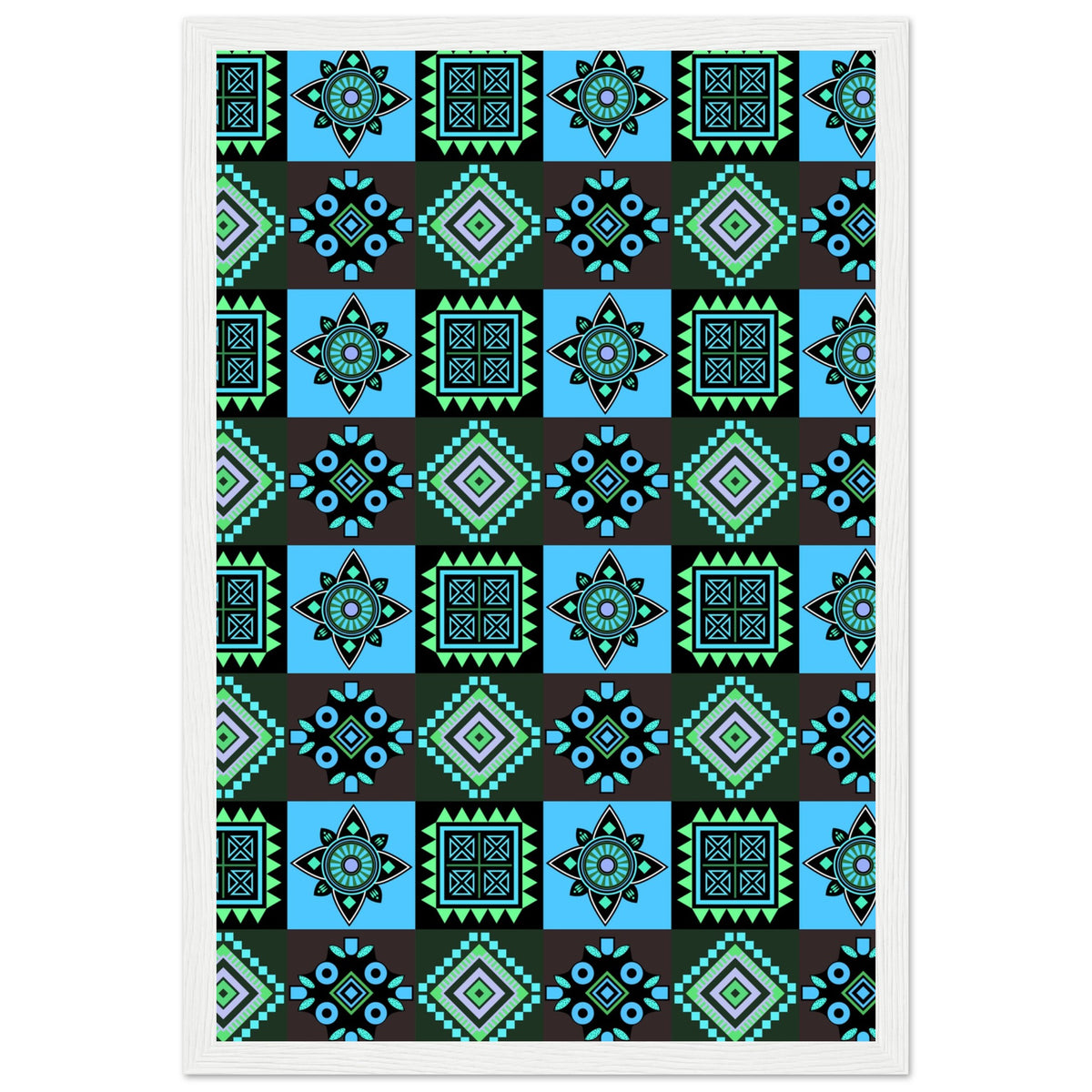 Symmetry in Blue - Luxurious Framed Print - 30x45 cm 12x18″ White frame - Wooden Framed Posters