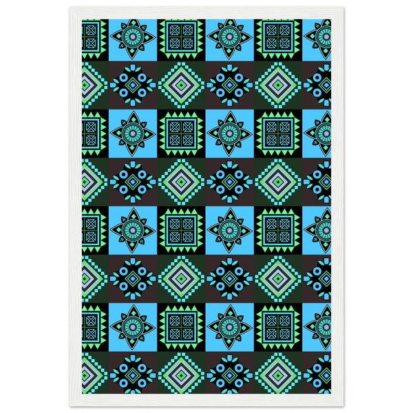 Symmetry in Blue - Luxurious Framed Print - 30x45 cm 12x18″ White frame - Wooden Framed Posters