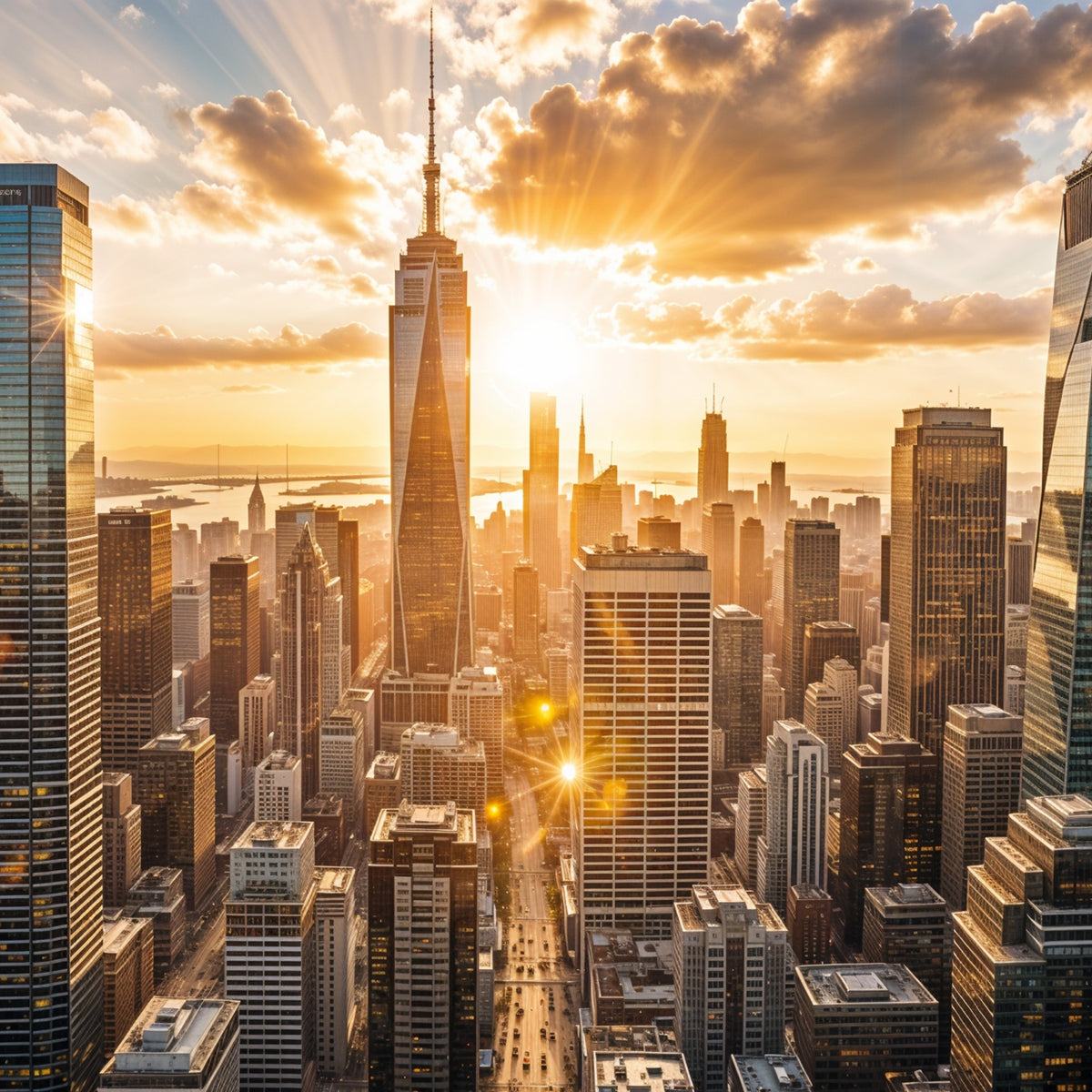 Radiance Above the Skyscrapers - - Framed Posters