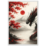 Japanese Dragon Wooden Framed Poster – Gift of Power - White frame - Wooden Framed Posters