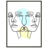 Twins in Harmony - Minimalist Faces with Pastel Touch - 60x80 cm 24x32″ - Metal Framed Posters