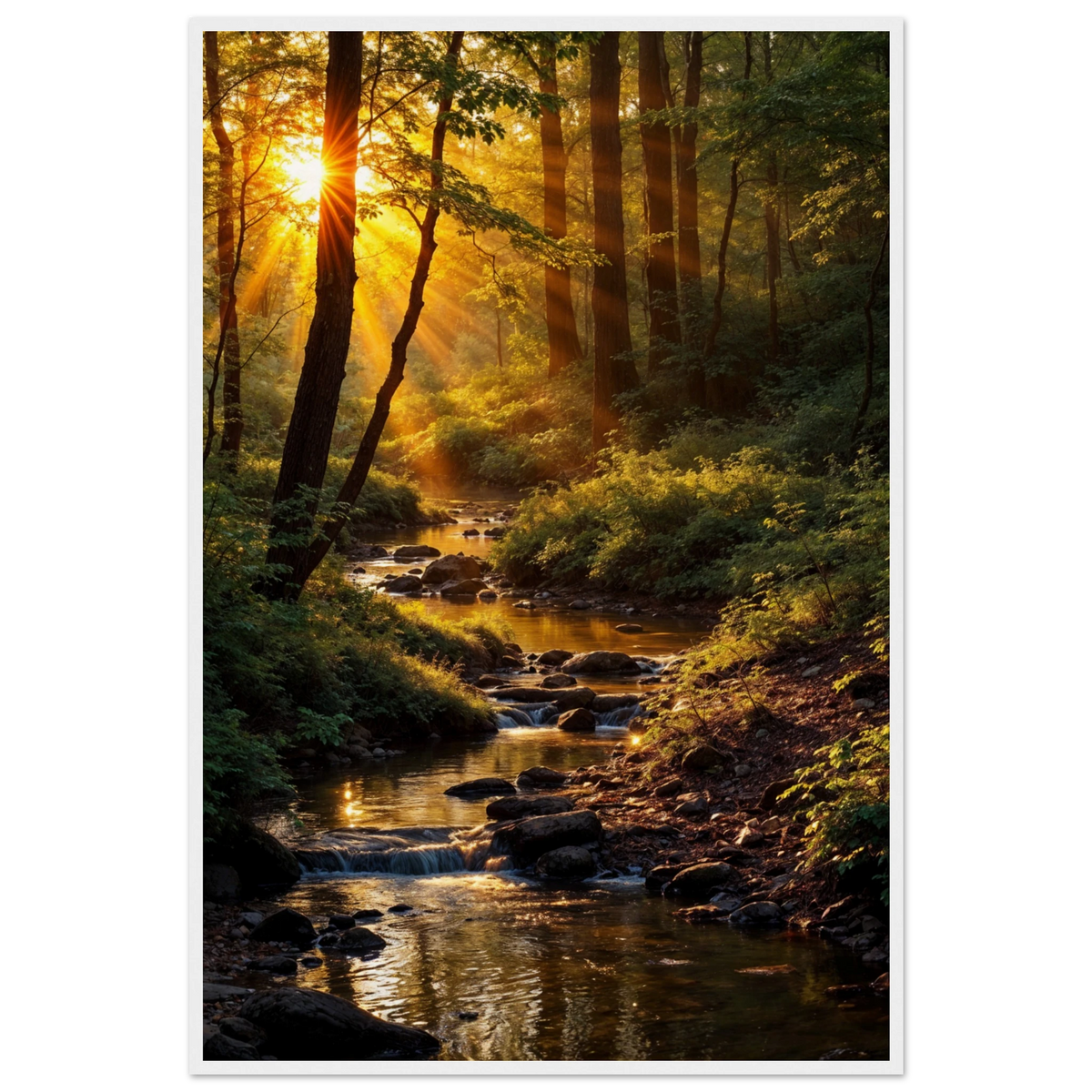 Golden Forest Glow – Poster for Nature Lovers - - Wooden Framed Posters