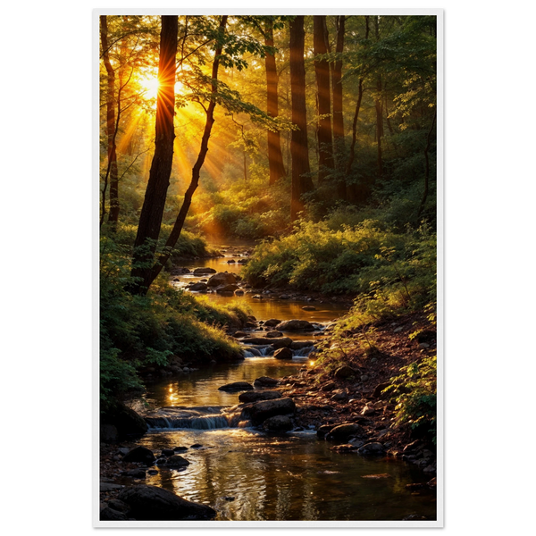 Golden Forest Glow – Poster for Nature Lovers - - Wooden Framed Posters
