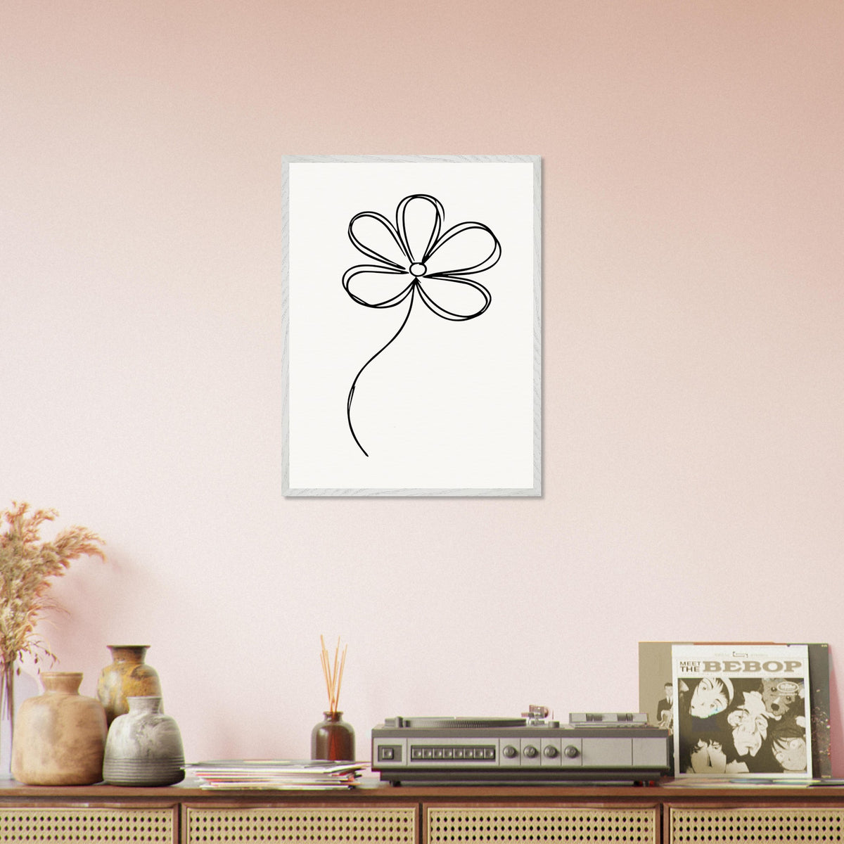 Simplicity in Bloom - Vintage-Inspired Floral Art - 45x60 cm 18x24″ White frame - Wooden Framed Posters