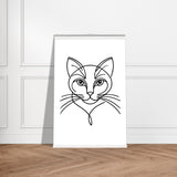 Cat's Gaze - Contemporary Line Art Poster - 60x90 cm 24x36″ White wall hanger - Posters With Hanger