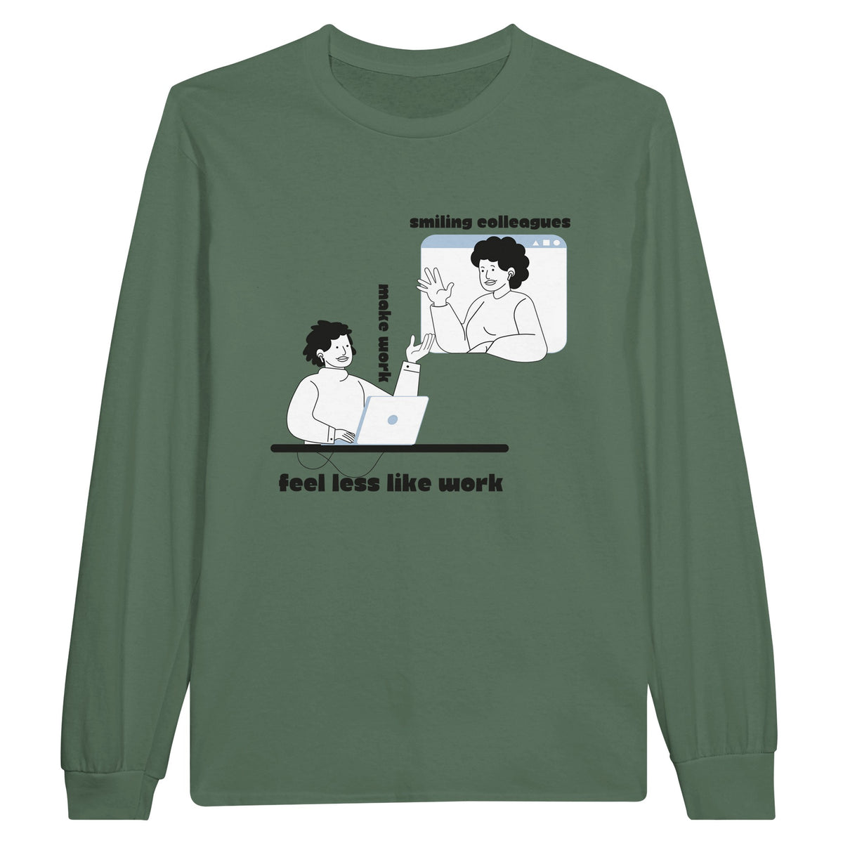 Comfort Fit Long-sleeve Shirt for Office Buddies - Military Green - Long Sleeves T-shirts