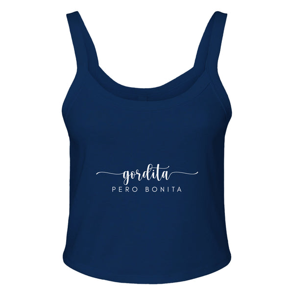 Celebrating Inner Beauty - Gordita PERO BONITA - solid navy blend - Tank Tops