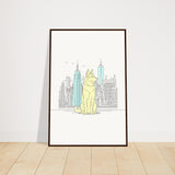 Urban Companion - Dog and Cityscape Art - 60x90 cm 24x36″ Dark wood frame - Wooden Framed Posters