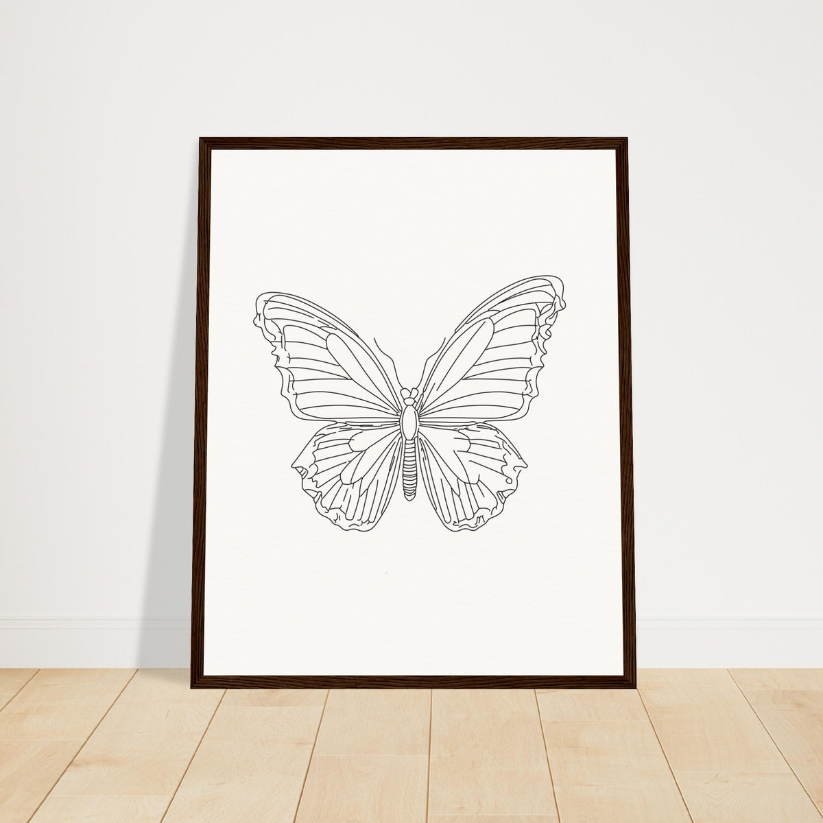 Butterfly Grace - Framed Minimalist Art - 40x50 cm 16x20″ Dark wood frame - Wooden Framed Posters