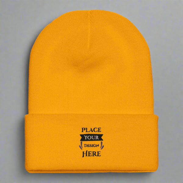 Personalize Your Winter Look with the Flexfit Cuffed Beanie - Gold - Beanies