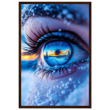 Vision of Snow - Eye with Winter Scene Poster - 40x60 cm 16x24″ Dark wood frame - Framed Posters