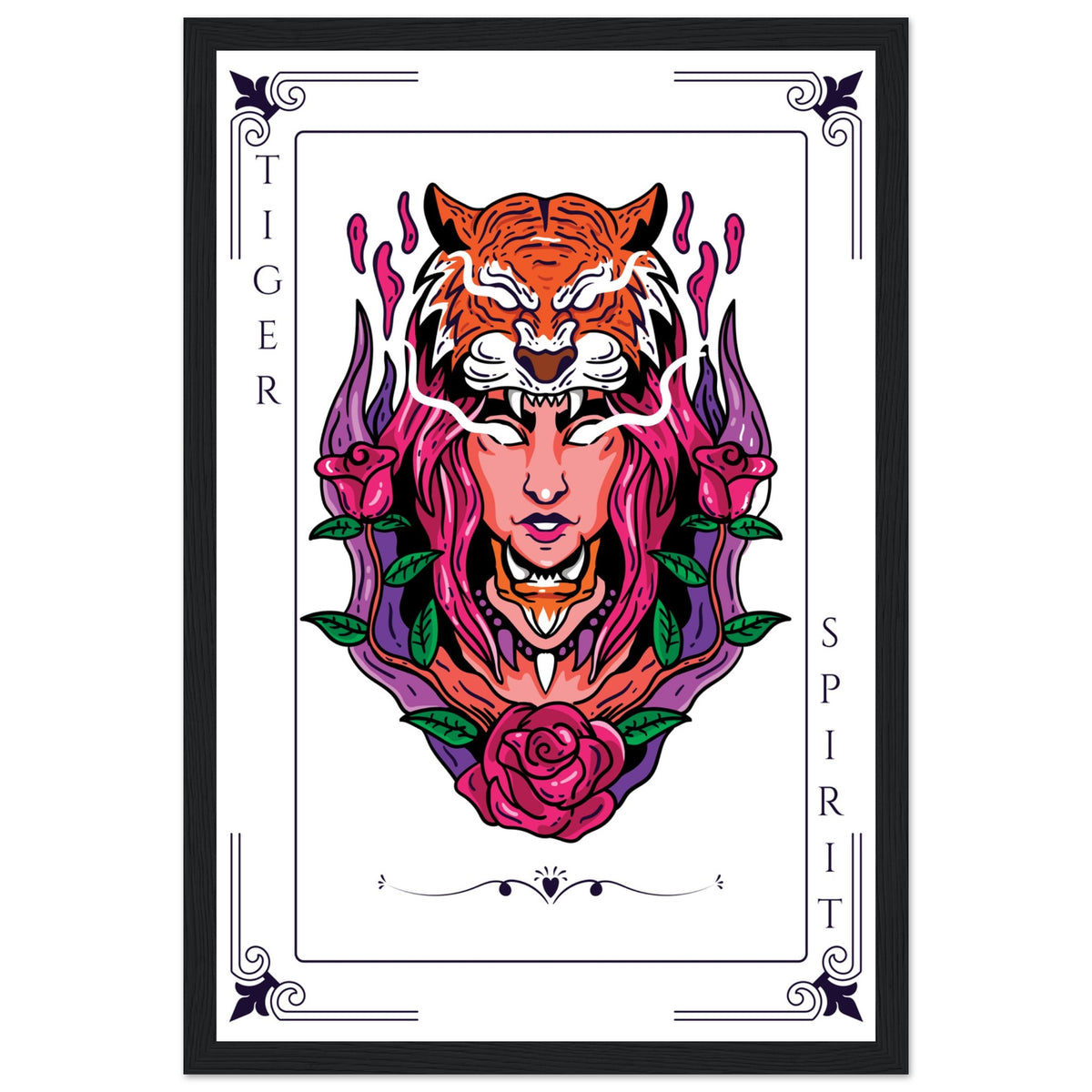 Artistry Unleashed - Warrior, Sacred Bull, and Tiger Spirit - - Wooden Framed Posters