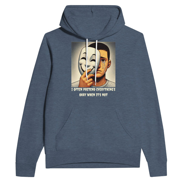 Masked Emotions Pullover - Reveal the Unseen - Heather Navy - Hoodies