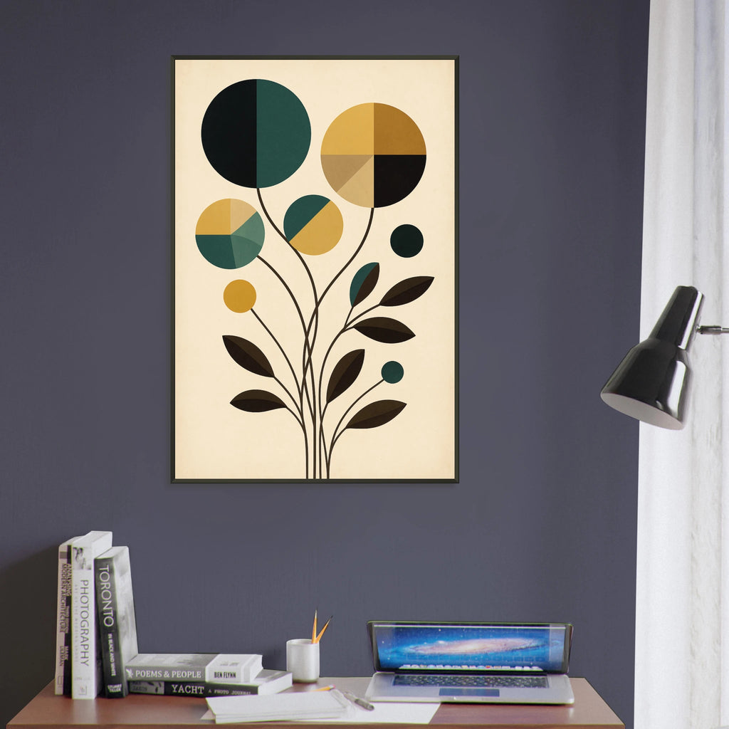 Gift Mid-Century Blooms – Premium Metal Framed Poster Art - - Metal Framed Posters