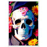 Mystical Bloom - Premium Floral Skull Poster - 60x90 cm 24x36″ White frame - Wooden Framed Posters