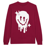 Grim Grin - Dripping Smiley Skeleton Apparel - Cardinal Red - Sweatshirt