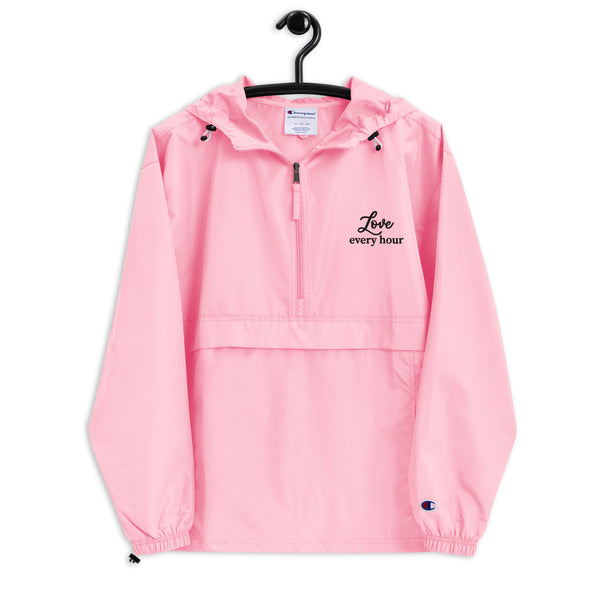 Every Hour Love - Embroidered Typography Champion Jacket - Pink Candy - Jackets