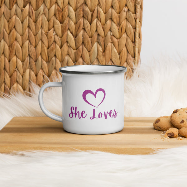 She Loves Enamel Mug - A Heartfelt Keepsake - - Mugs