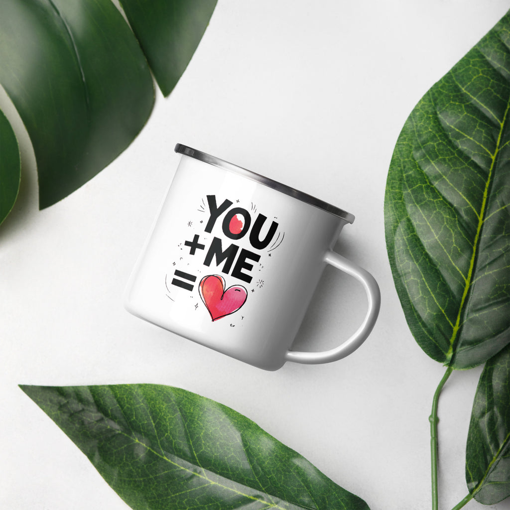 You + Me = ❤️ - Romantic Enamel Mug for Him - Default Title - Mugs