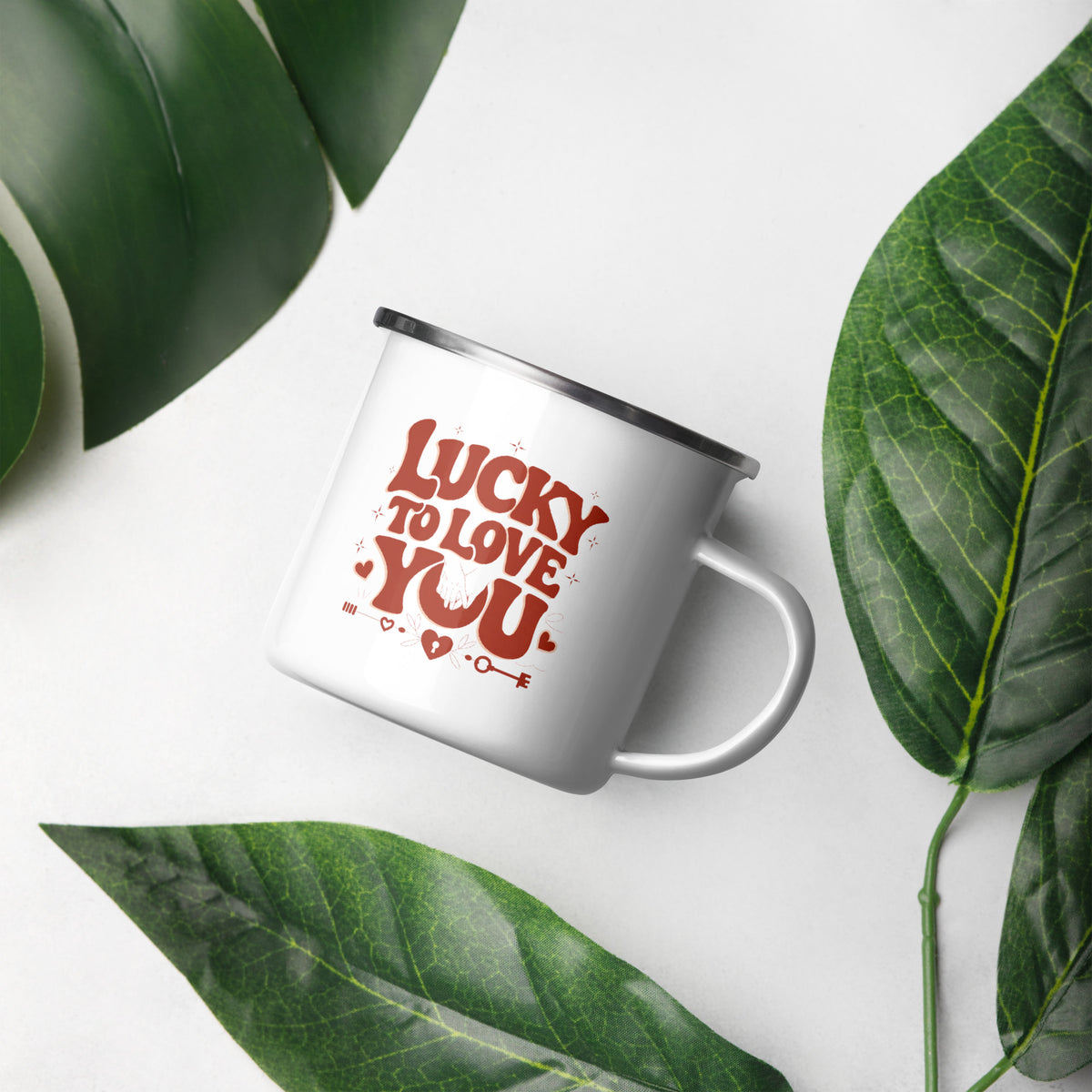 Lucky to Love You - Romantic Enamel Mug for Him - Default Title - Mugs