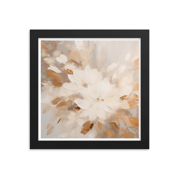 Whispers of Nature - Floral Harmony - Black 10″×10″ - Framed Poster