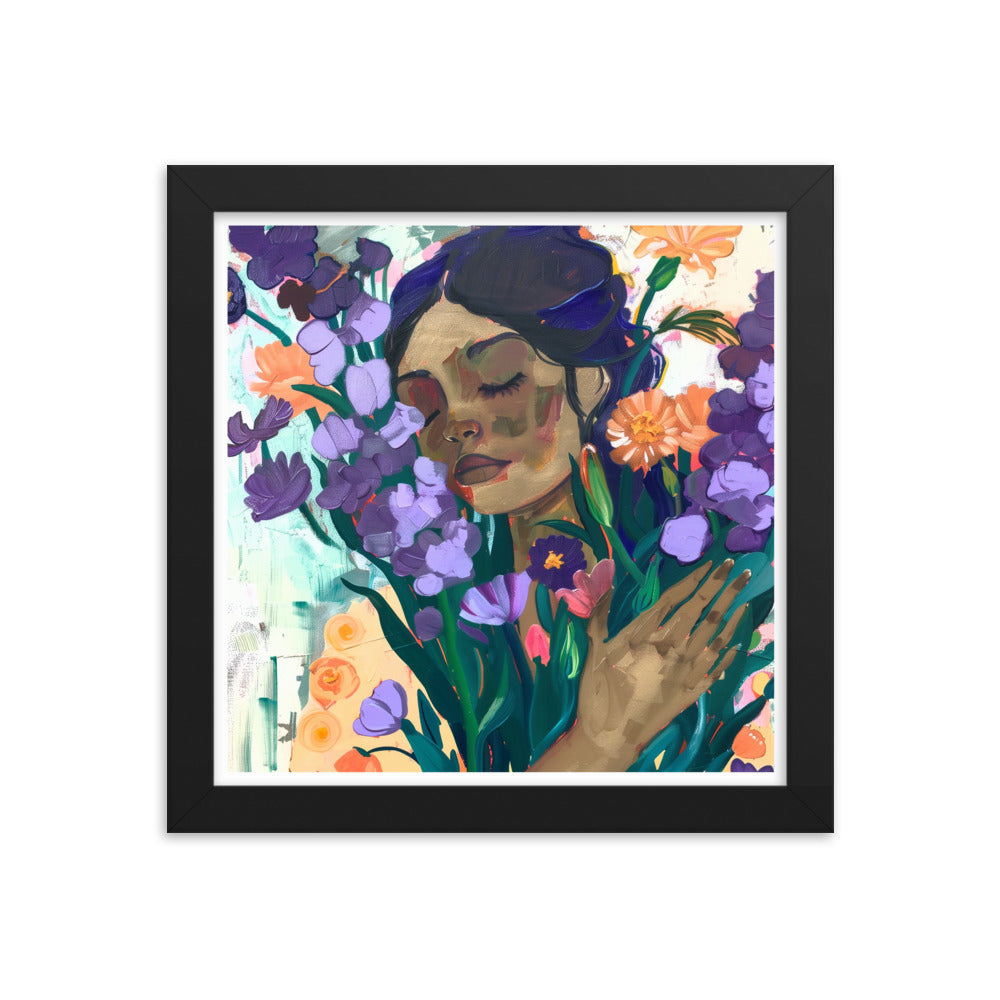 Blossoming Dreams - A Moment Captured - Black 10″×10″ - Wooden Framed Posters