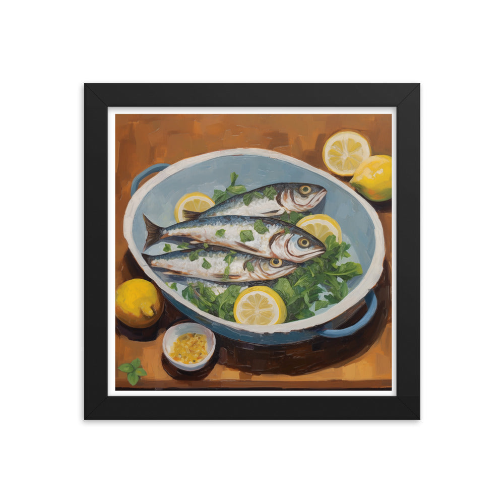 Culinary Artistry - Fresh Catch Delight - Black 10″×10″ - Framed Posters