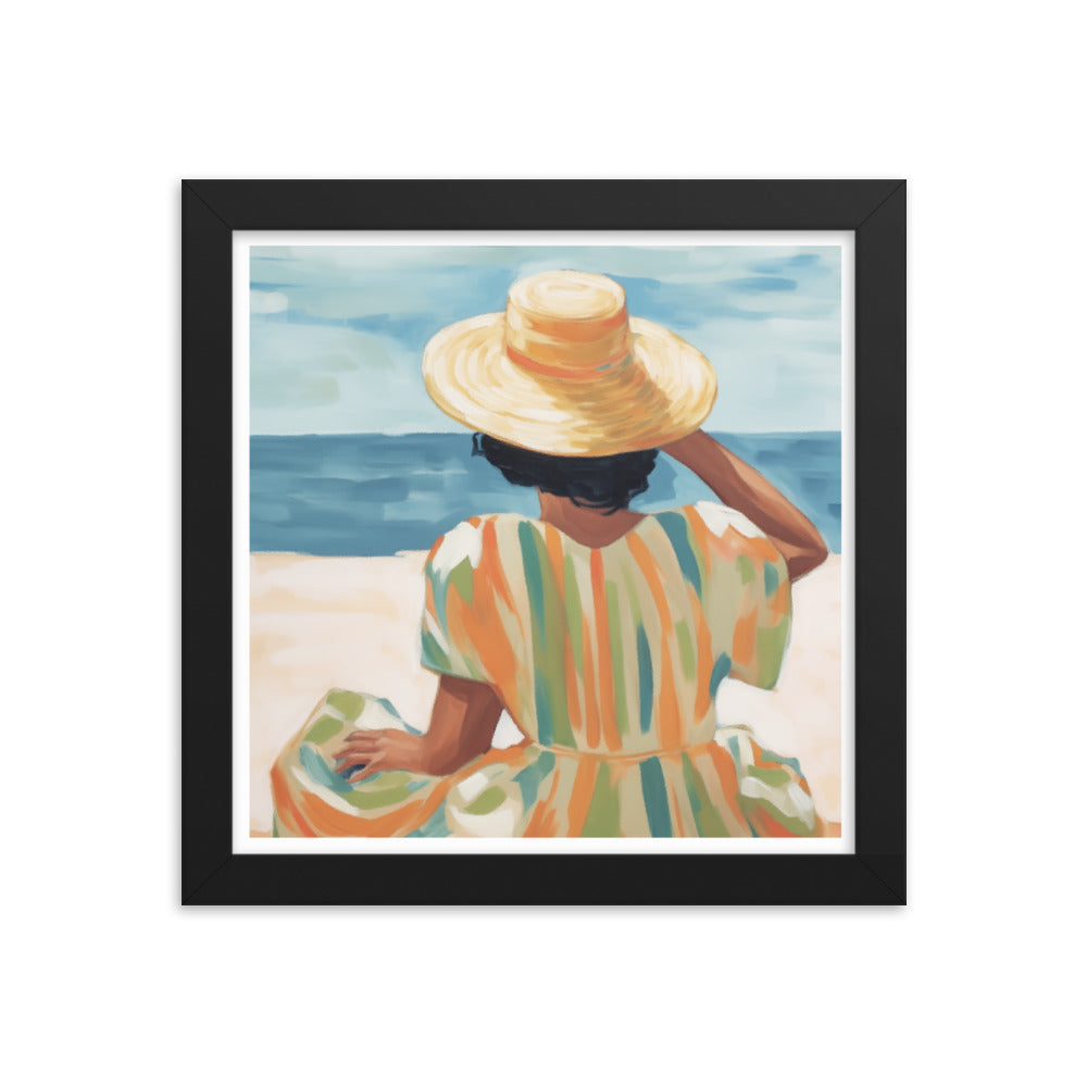 Seaside Reflections - A Tranquil Escape - Black 10″×10″ - Framed Poster