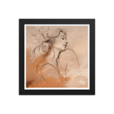 Serene Reflections - Woman in Sketch Wall Decor - Black 10″×10″ - Framed Poster