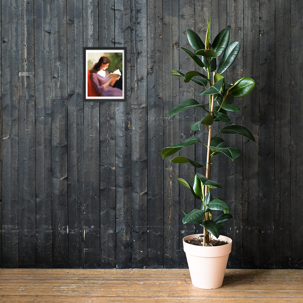 Silent Reflection - The Reading Lady - - Wooden Framed Posters