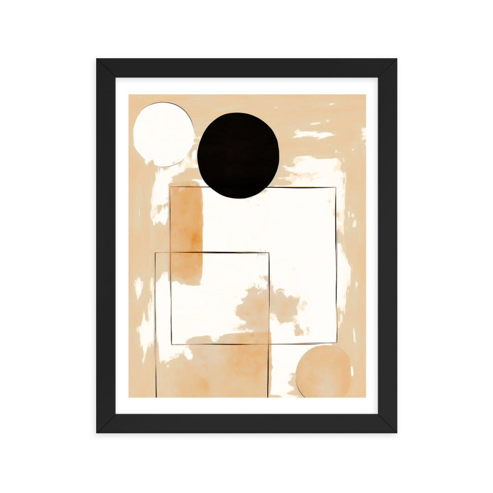 Minimalist Elegance - Geometric Shapes in Neutral Tones - Black 11″×14″ - Framed Posters