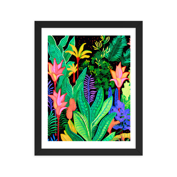 Rainforest Radiance - Colorful Canopy - Black 11″×14″ - Wooden Framed Posters