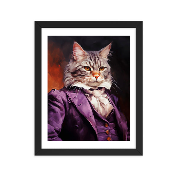 Victorian Cat - Whimsical Nobility - Black 11″×14″ - Framed Posters