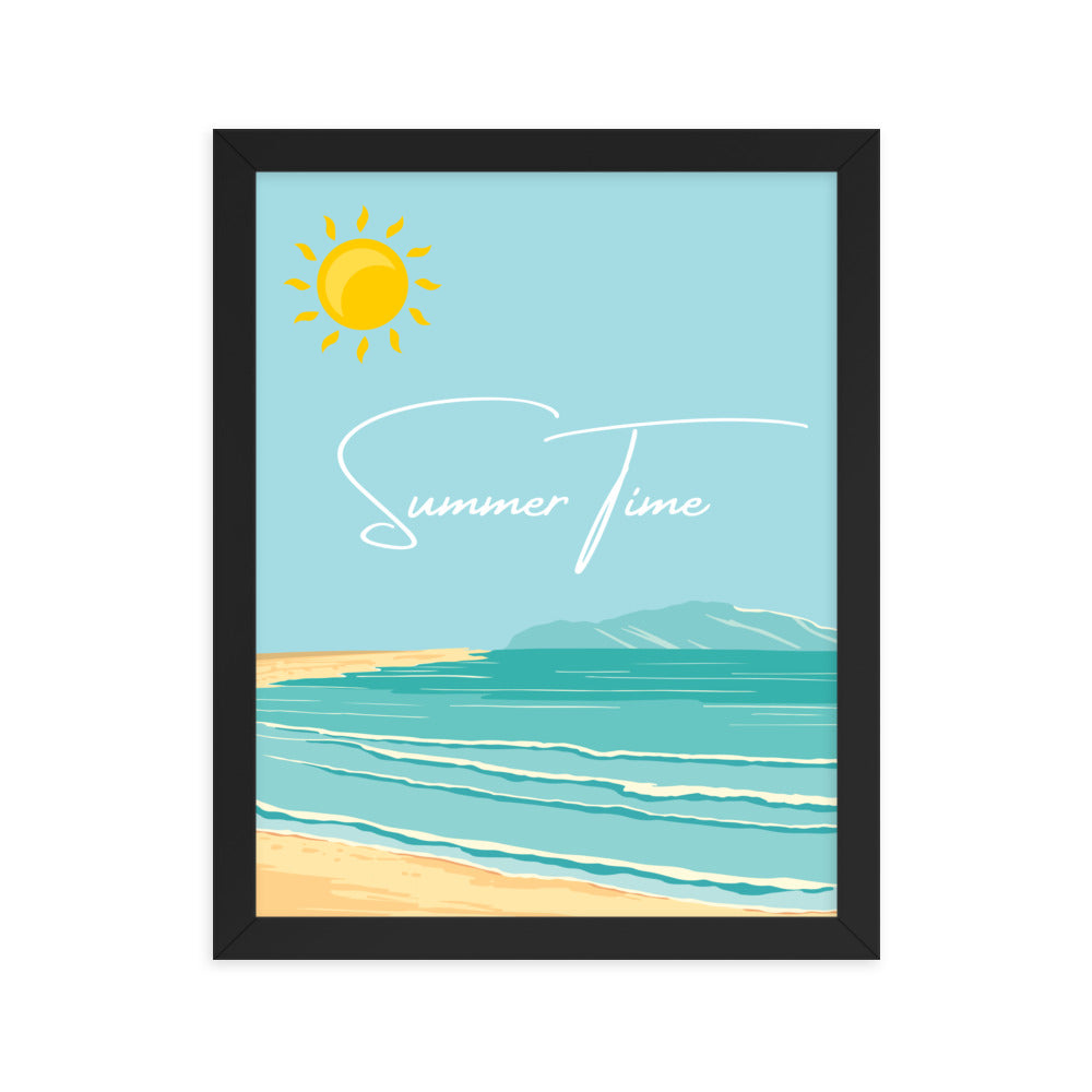 Summer Time Serenity - Framed Coastal Artwork - Black 11″×14″ - Wooden Framed Posters