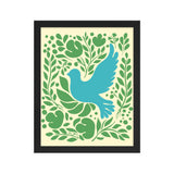 Nature's Embrace - Blue Bird and Greenery - - Wooden Framed Posters