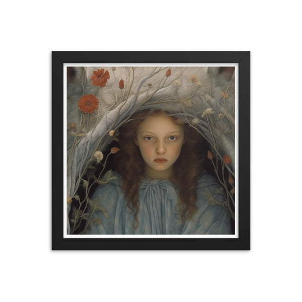 Dreamlike Innocence - A Serene Portrait - Black 12″×12″ - Framed Poster