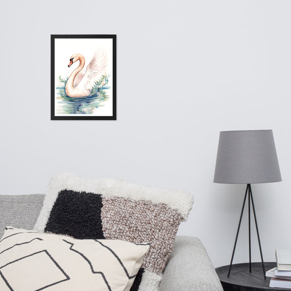 Graceful Serenity - Elegant Swan Art - - Wooden Framed Posters