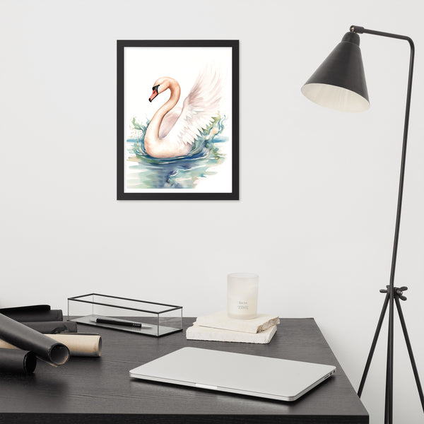 Graceful Serenity - Elegant Swan Art - - Wooden Framed Posters