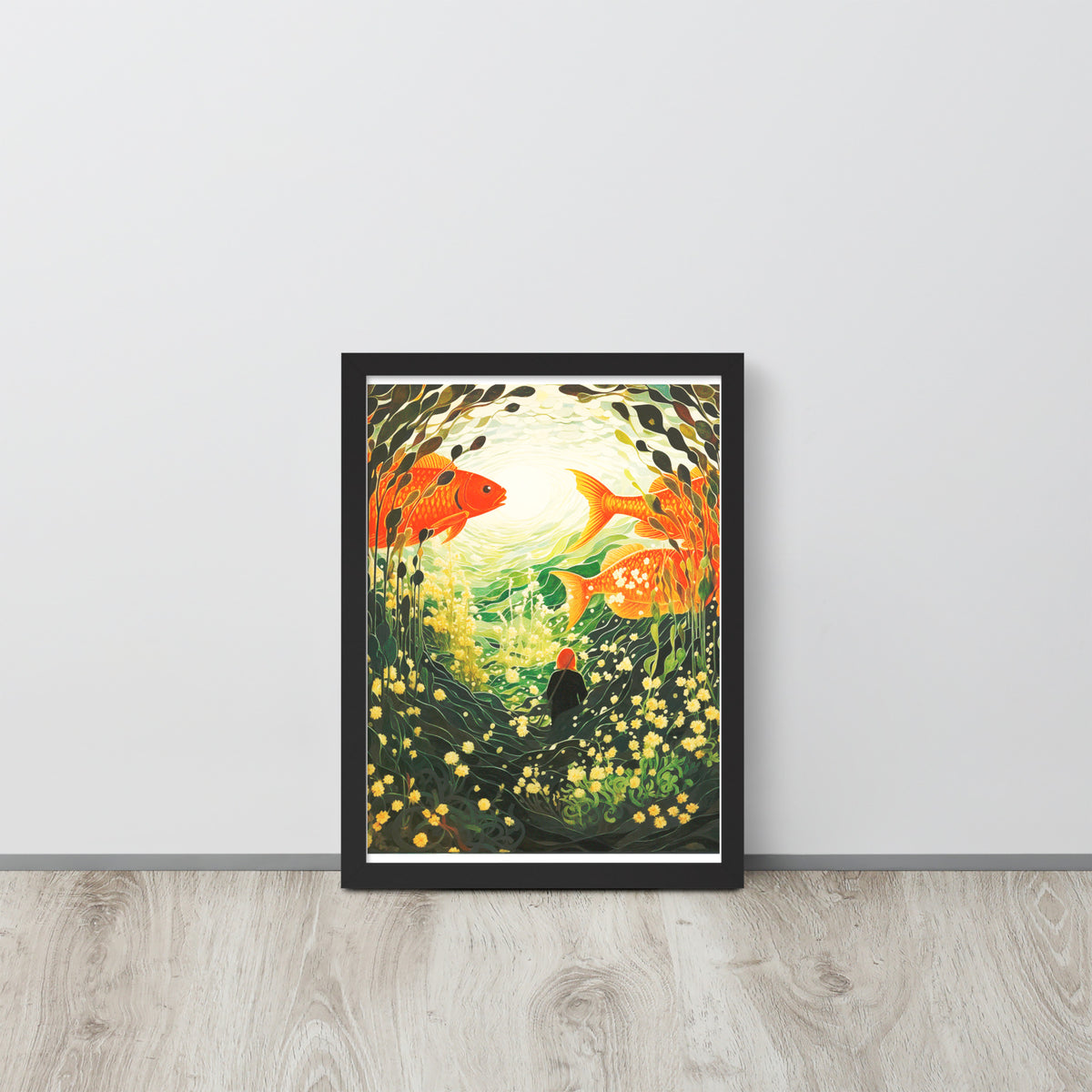 Underwater Dreams - Enchanted Fish - Black - Wooden Framed Posters