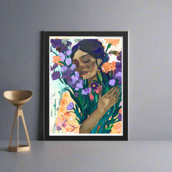 Blossoming Dreams - A Moment Captured - Black 12″×16″ - Wooden Framed Posters