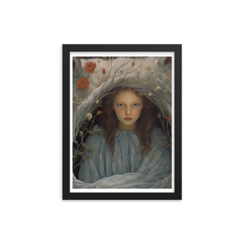 Dreamlike Innocence - A Serene Portrait - Black 12″×16″ - Framed Poster