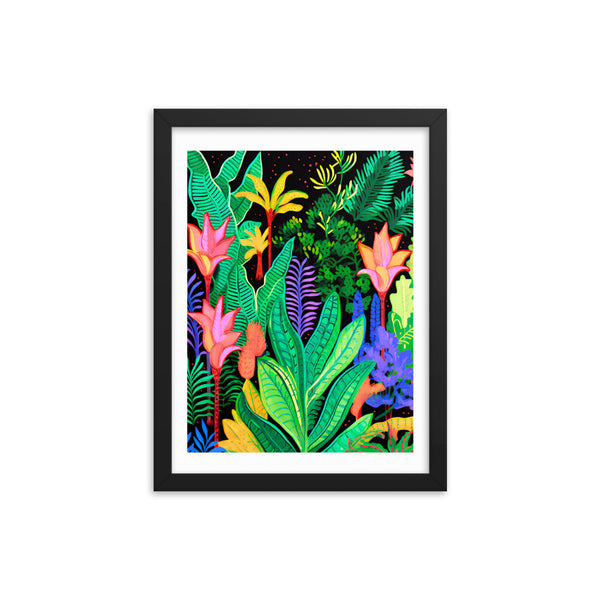 Rainforest Radiance - Colorful Canopy - Black 12″×16″ - Wooden Framed Posters