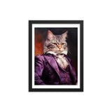 Victorian Cat - Whimsical Nobility - Black 12″×16″ - Framed Posters