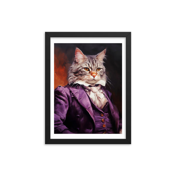 Victorian Cat - Whimsical Nobility - Black 12″×16″ - Framed Posters