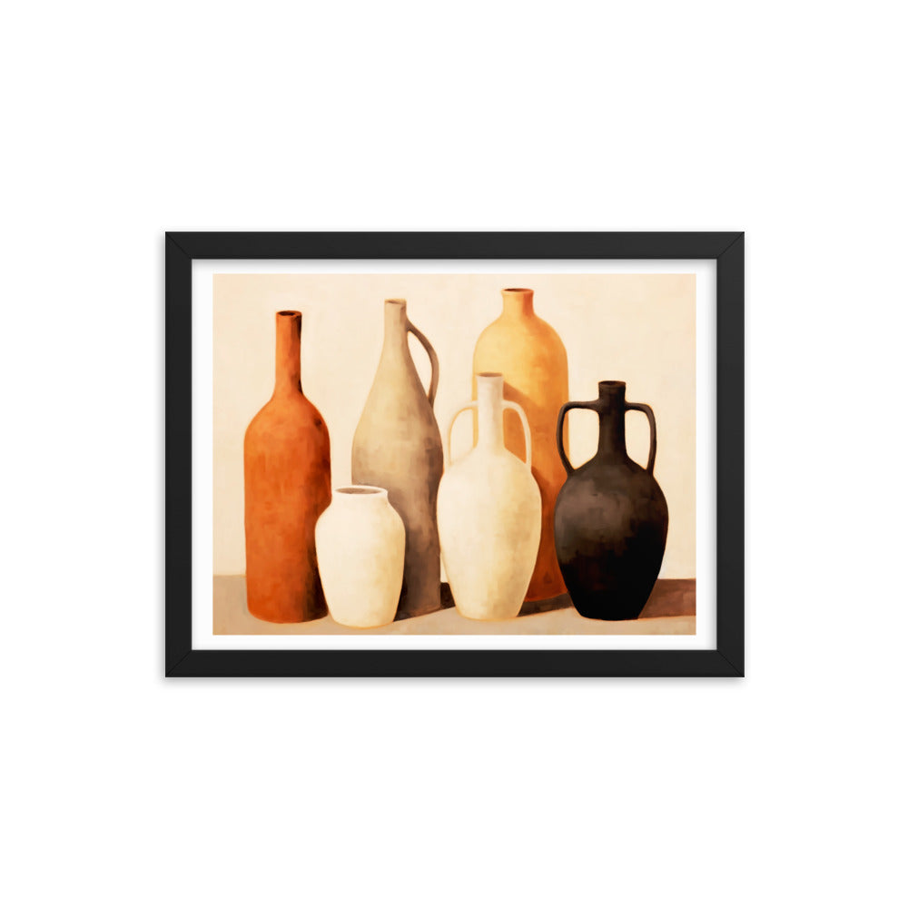 Rustic Elegance - Timeless Vessels in Still Life - Black 12″×16″ - Framed Posters