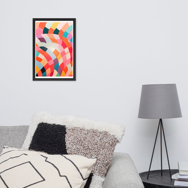 Dynamic Harmony - Abstract Color Play - Black 12″×18″ - Wooden Framed Posters