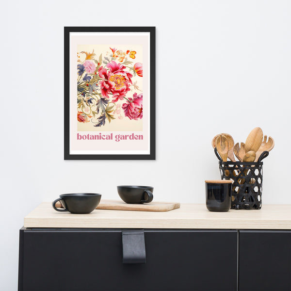 Botanical Garden - Elegant Floral Framed Poster - Black 12″×18″ - Metal Framed Posters