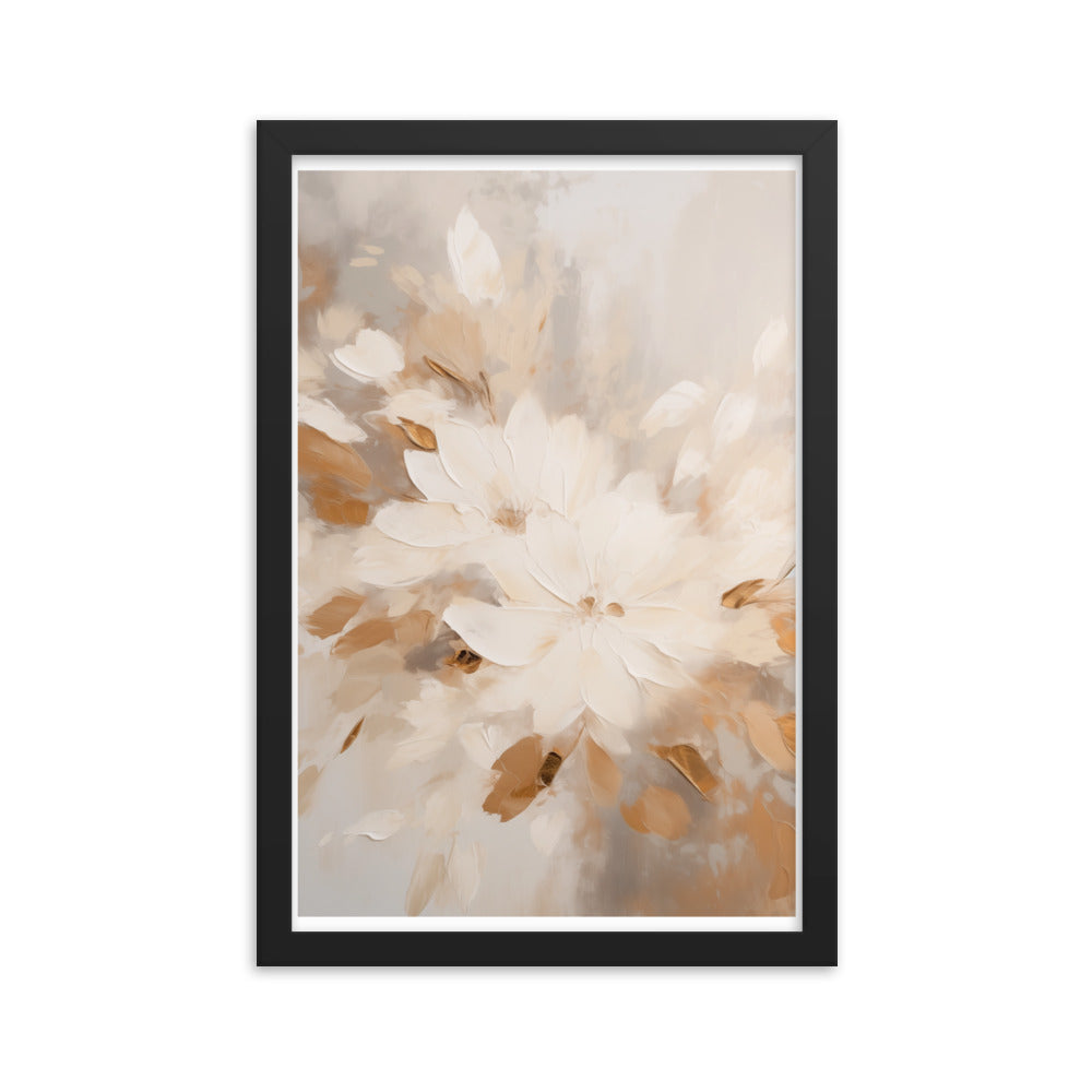 Whispers of Nature - Floral Harmony - Black 12″×18″ - Framed Poster