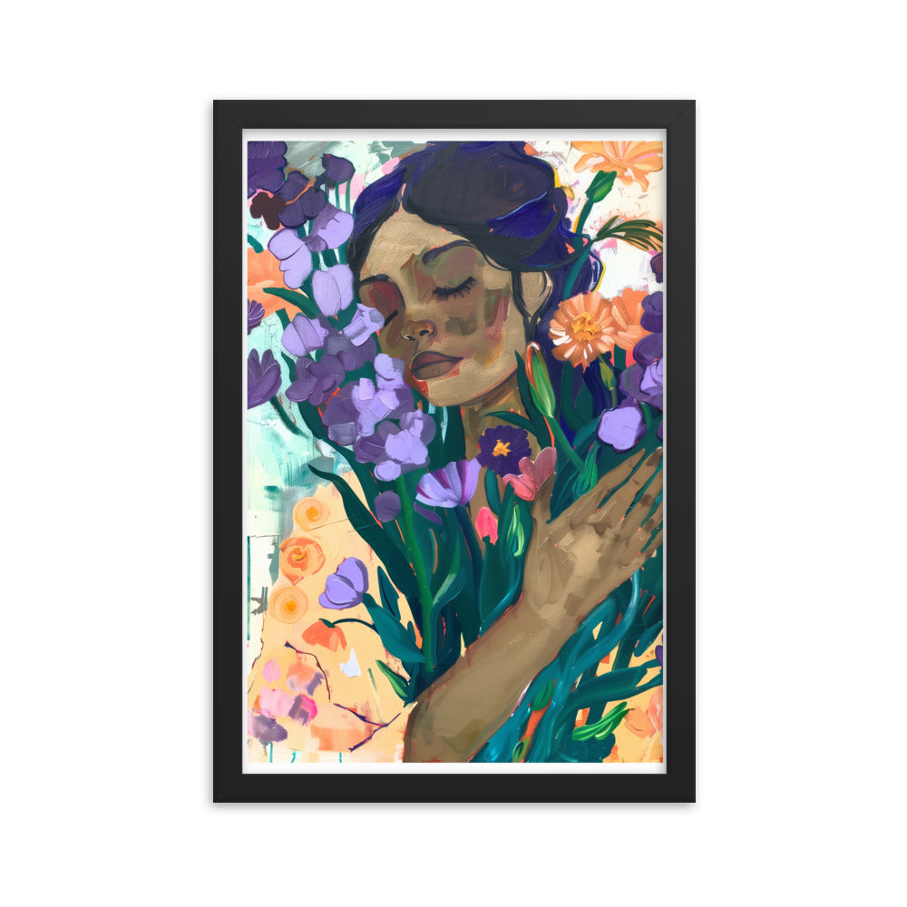 Blossoming Dreams - A Moment Captured - Black 12″×18″ - Wooden Framed Posters